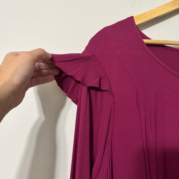 Torrid Dress 2X Wine Tiered Ruffle Keyhole Purple Boho Fall Minimalist - Picture 7 of 15